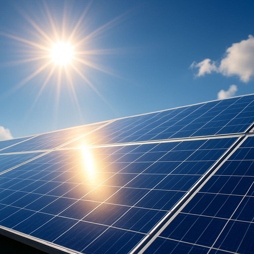 sonneneinstrahlung auf ein Solarmodul